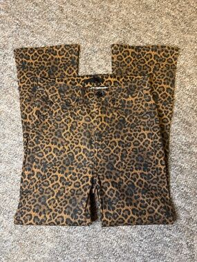 7 For All Mankind Leopard-Print Wide Leg Jeans in Brown and Black